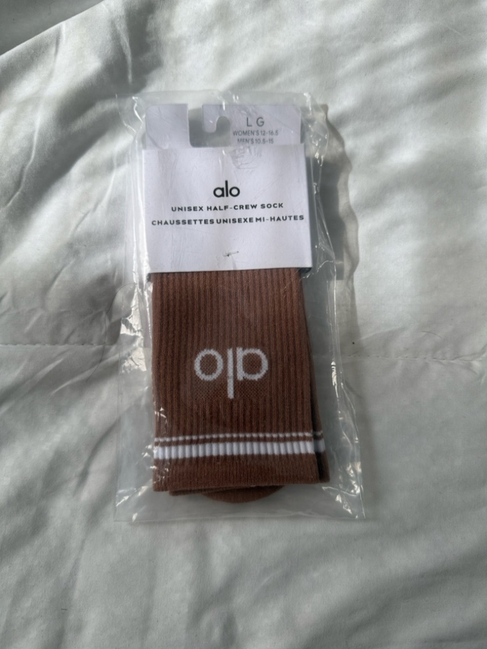 ALO Yoga Brown Half-Crew Sock with White Stripe